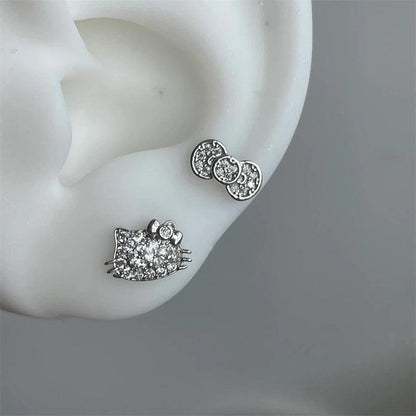 1PCS 1.2mm Bowknot Horseshoe Ring Stainless Steel Ear Bone Nail Shiny Screws Earrings Y2K Hottie Cochlea Piercing Body Jewelry