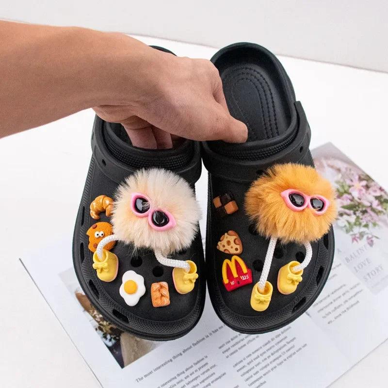 2024 Hot Selling Plush Ball Shoes Charms for  Furry Ball Cute Hole Charms Designer Lovely Shoe Accessories All-match