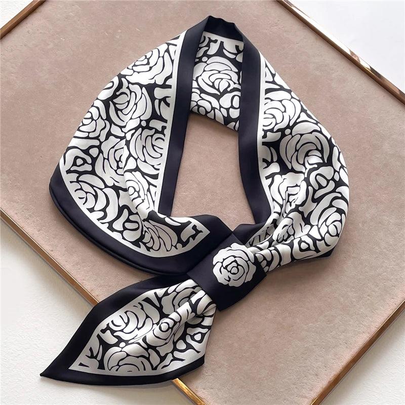 2023 New Luxury Brand Skinny Neckerchief Scarf For Women Satin Silk Ribbons Bandana Ladies Neck Tie Wrist Wrap Shawl Echarpe