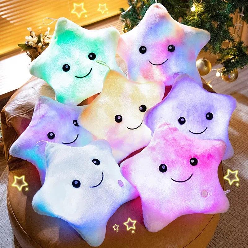 Electronic Star Plush Toy Stuffed Soft Star Pillow Doll LED Light Plush Glowing Soft Doll Baby Kid Toys Birthday Gift Home Decor