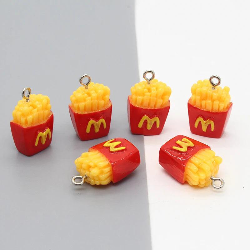 10pcs/pack Cute 3D Small Potato Chips Resin Charms Double Sided Potato Chips Food Pendants For Earring Keychain Jewelry Make DIY