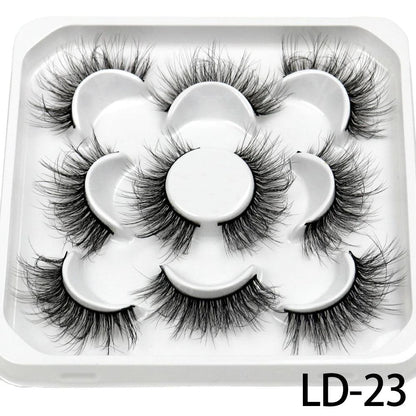 5 Pairs 25mm 3D Mink Eyelashes Bulk Russian roll Fluffy Natural False Eyelash Dramatic Mink lashes Makeup tools Wholesale lashse