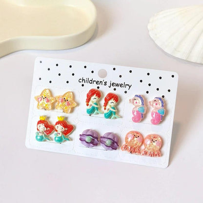 Rainbow Unicorn Butterfly Non Piercing Clip on Earring for Kids Girls Children Christmas Gift 6PRS/SET