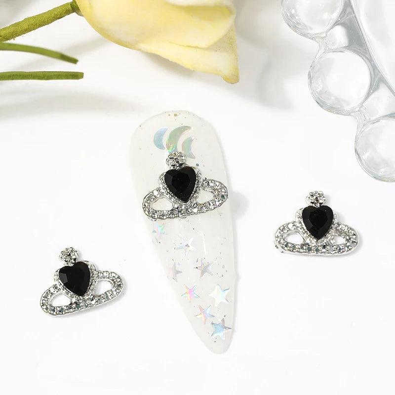 20Pcs New Glitter Rhinestone Planet Nail Charms 3D Luxury Alloy Crystal Jewelry Gems Diamond Nail Parts Manicure Tips Decoration