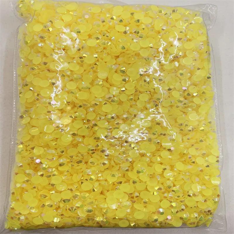 1000pcs 6mm Glue On Crystal Stones Resin Rhinestone  Jelly AB Gems Flatback DIY Stones in Non Hot Fix