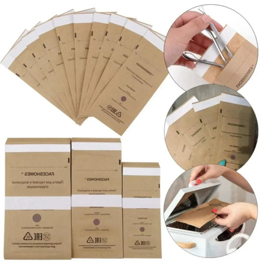 100Pcs Nail Sterilizer Manicure Kraft Bags Nail Art Clean Kraft Bag Sterilization Disposable Nail Disinfection Tools