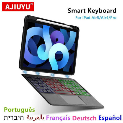 AJIUYU Magic Keyboard For iPad Air 5th Air 4th 10.9 Inch 4 5 2022 Air5 Air4 Pro 11 12.9 Case 10.2 10.5 Smart Cover German French - HighGloss Shop