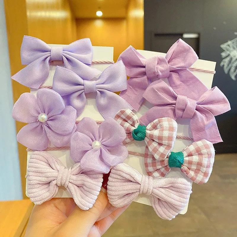 1Set Big Bow Flower Elastic Hairbands Children Girls Sweet Hair Ties Fashion Headbands Hair Accessories Rubber Band For Kid