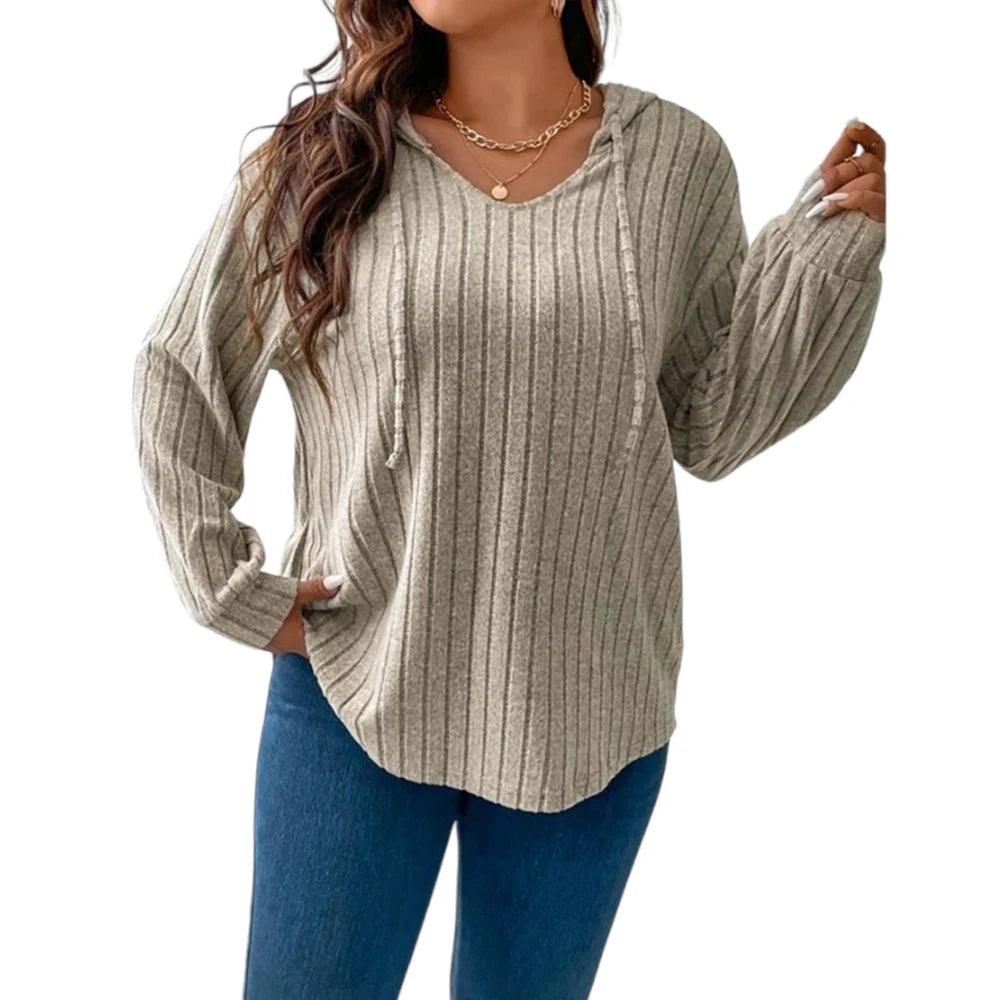 Large Size Tops Women Long Sleeve Loose Hooded Plus Size T -shirt Tee 2023 Autumn Winter Solid Pullover Fashion Female Clothing