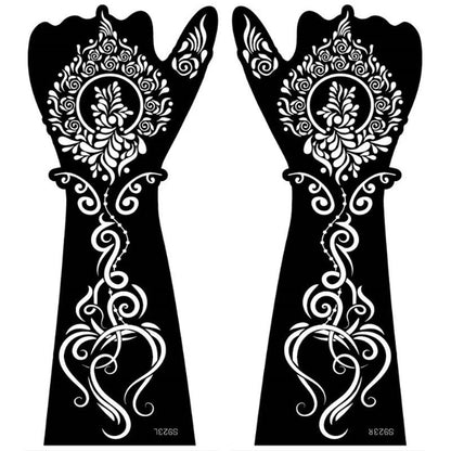 2Pairs/Lot Large Henna Tattoo Kit Stencils Women Girls Hand Arm Body Paint Henna Tattoo Templates Stencil DIY Indian Style