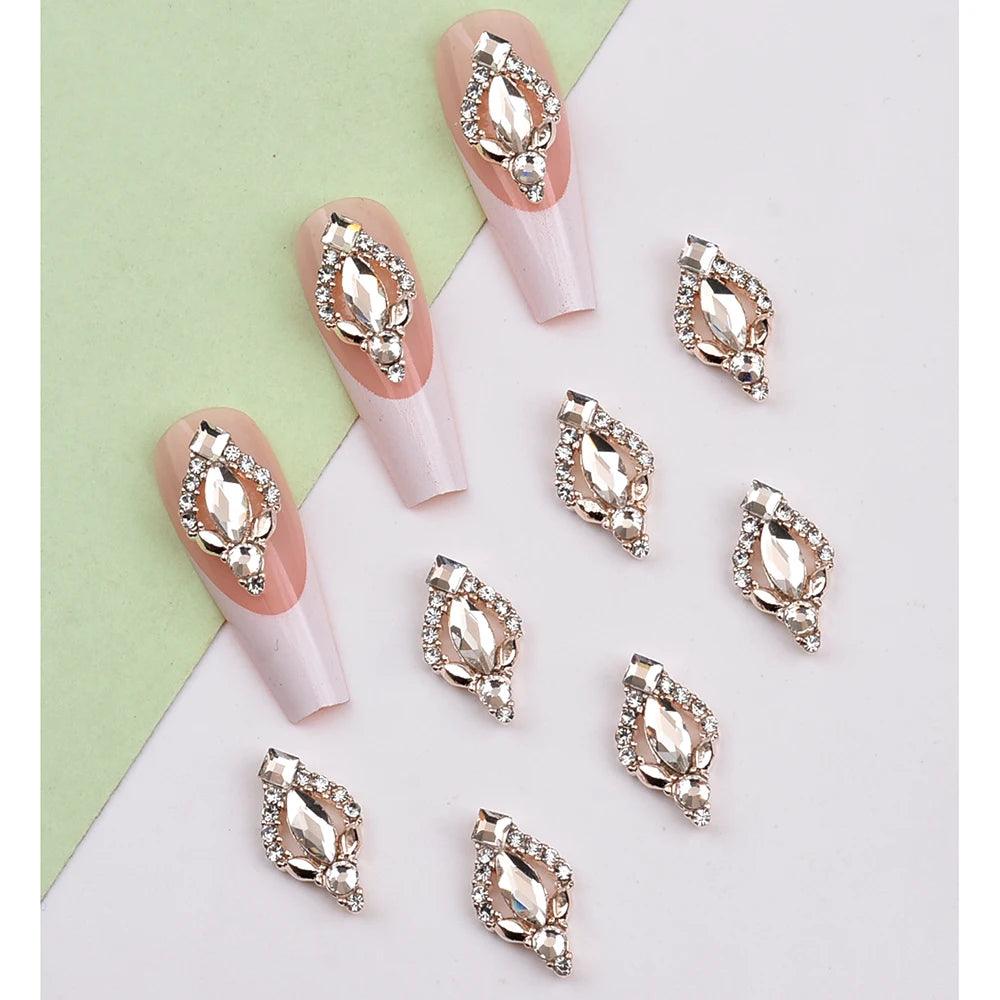 10pcs Gold 3D Nail Art Charms Shape Crystal Rhinestone Stones Nail Jewelry For Acrylic Nail Designer Accessories Decor NJ23912-3 - HighGloss Shop