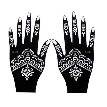 1 Pair Professional Henna Stencil Temporary Hand Tattoo Body Art Sticker Indian Glitter Airbrush Tattoo Templates for Wedding