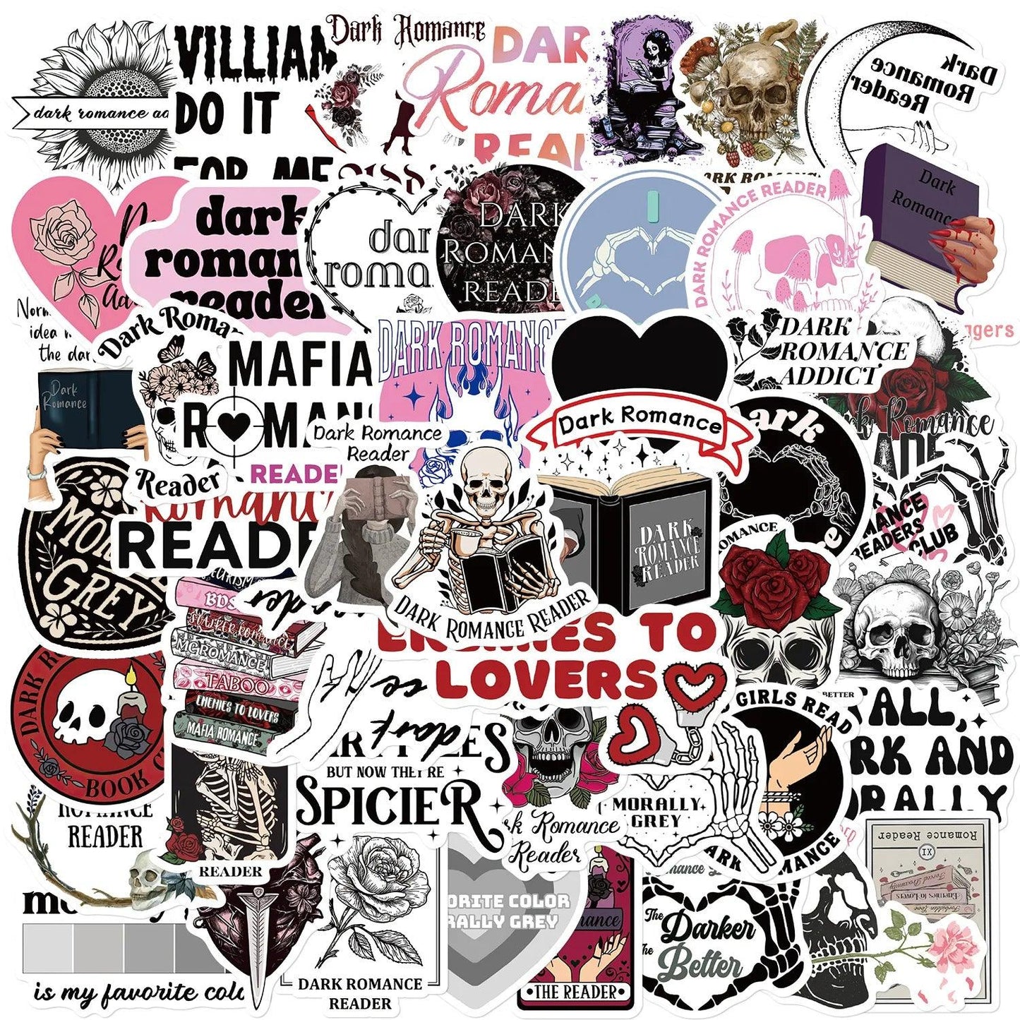 50PCS Dark Romance Scrapbook Stickers DIY Diary Laptop Luggage Skateboard Graffiti Decal Fun Stylish Classic Toys