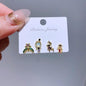 4pcs/set Small Cartoon Sweet Princess Stud Earrings Gold Color Women Girls Cubic Zircon Gift Jewelry