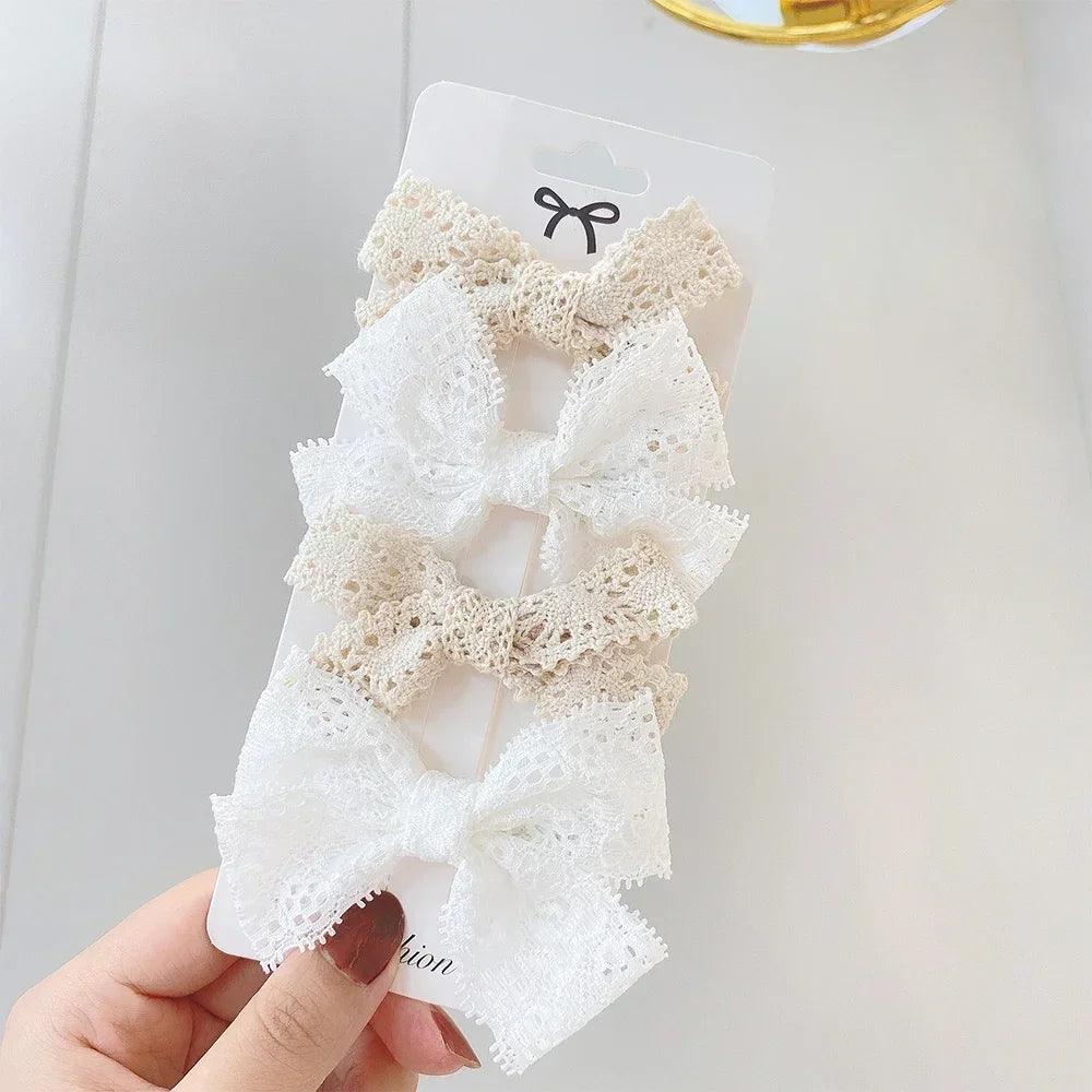 4/5Pcs Cute Baby Hairpin for Girls Print Ribbon Barrette Kids Little Hair Clip Pinches for Hair Girl Cotton Bow Hair Accessories