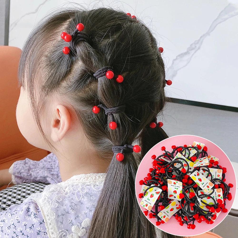 10-40PCS/Set Cherry Cute Girls Nylon Elastic Hair Bands Scrunchie Cartoon Baby Ponytail Holder Heaband HairTies Hair Accessories