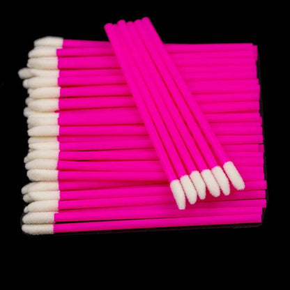 Kekelala 50Pcs Disposable Lip Brushes Lipstick Gloss Applicators Makeup Swabs Micro Cleaning Brush Tools For Eyelash Extension