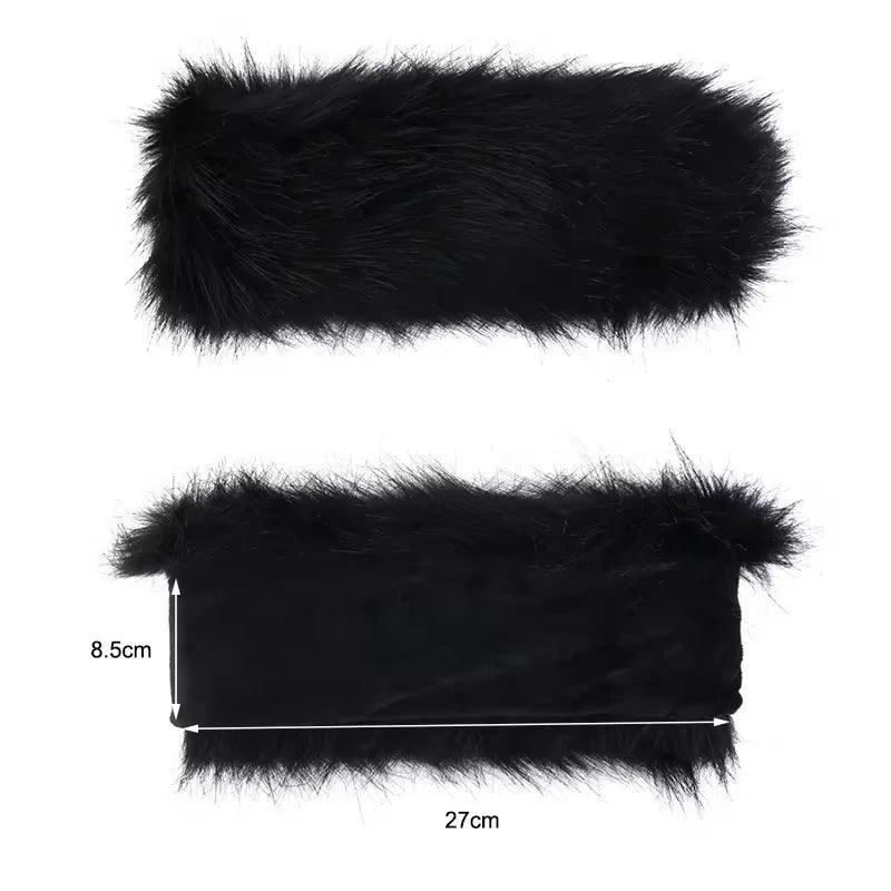 New Solid Color Plush Headband Winter Warm Faux Fur Hat Soft Elastic Beanies Coldproof Ear Warmer Adjustable Headbands For Women