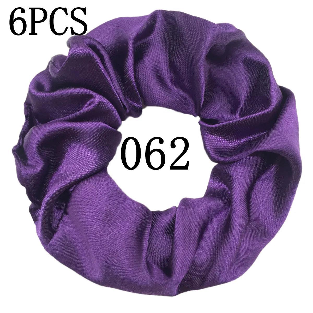 6pcs/lot Hair Scrunchies Bands Scrunchy Ties Ropes Ponytail Holder for Women or Girls Accessories Satin Headwear Solid 100 Color