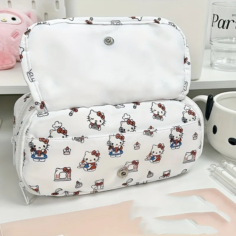 My Little Pony & Hello Kitty Sanrio Multi-Layer Flap Pencil Case, Large Capacity Cartoon Organizer with Multiple Compartments