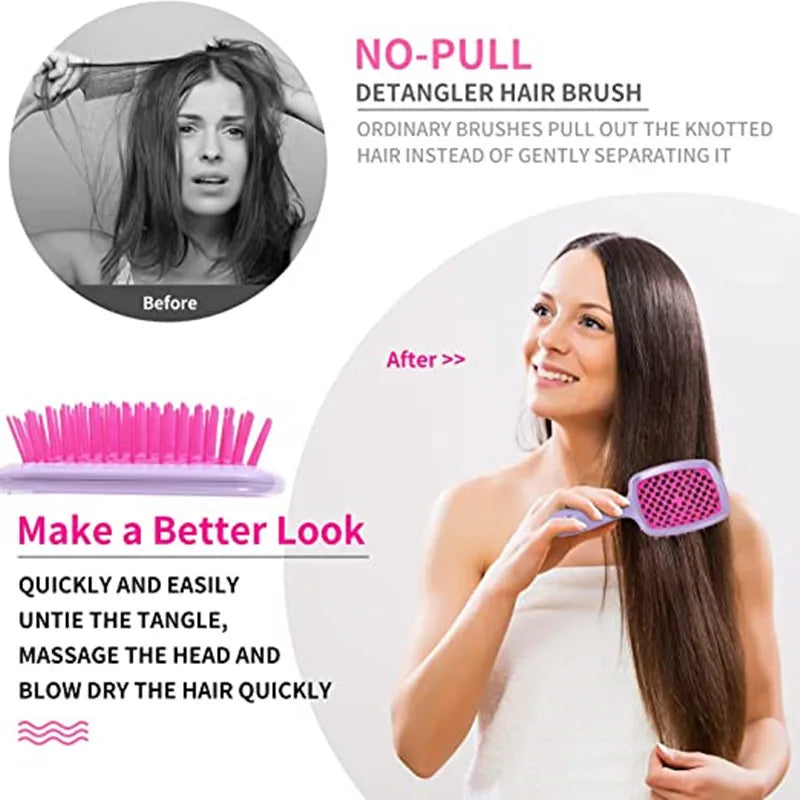 2pcs/set Wide Teeth Air Cushion Comb Massage Wet Dry Comb Demelante Brush Hollow Combs расчески Salon Barber Hair Brushes Kit