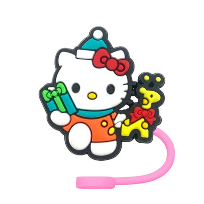 Hello Kitty Straw Cover Cap 10MM Drink Straw Plug Splash Proof Drinking Fit Cup Straw Cap Eco-friendly Charm Pendant Party Gift