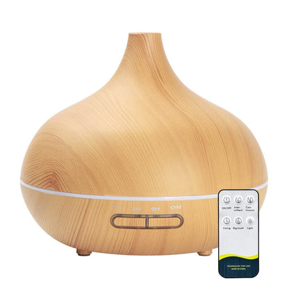 550ml Wood Color USB Aroma Diffuser, Essential Oil Diffuser with 7 Color LED Lights & Remote Control, USB Powered Air Humidifier