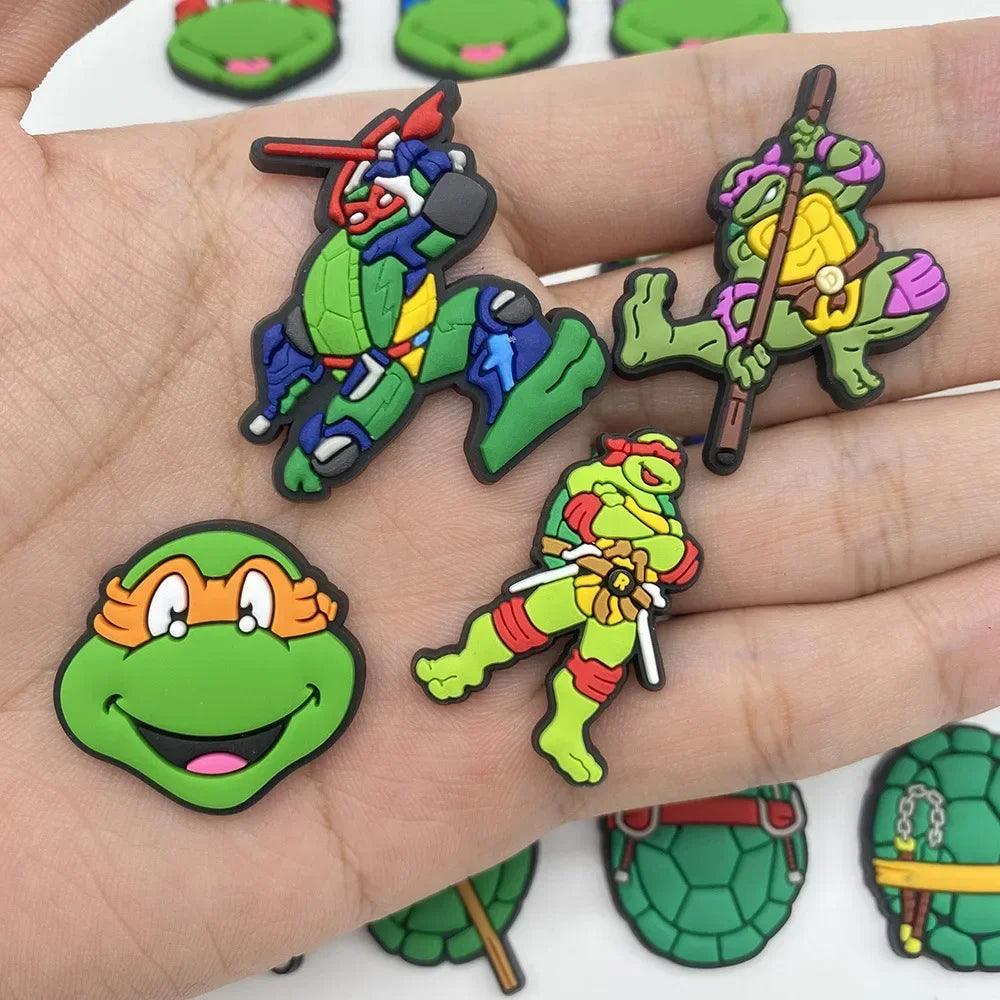 20Pcs Cartoon Ninja Turtle Series Shoe Charms for Clogs Bubble Slides Sandals PVC Shoe Decorations Buckle Accessories for Kid