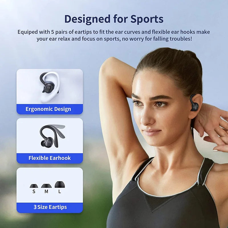 New Wireless 5.3 Earbuds TWS Bluetooth headset Waterproof Earphone Ear Hook earpiece Stereo Headphone for phone xiaomi iphone