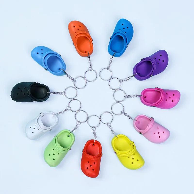 10 PcsCute 3D Mini EVA Beach Hole Little Croc Shoe Keychain Girl Gift Bag Accessories Decoration Keyring Floating KeyChain Charm