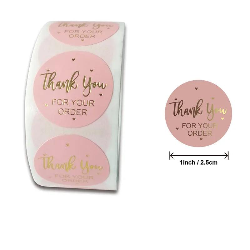 500pcs Round Labels Kraft Paper Thank You Sticker Dragees Candy Bag Flower Gift Box Cake Boxes and Packaging Wedding Stickers