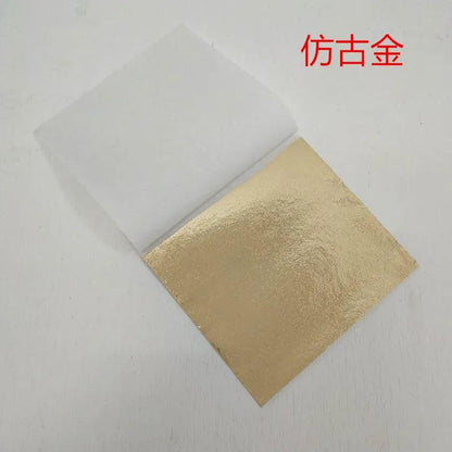 100Pcs 9Cm Individually Packaged Imitation Gold Silver Leaf Foil Papers for DIY Epoxy Resin Craft Nail Art Jewelry Making