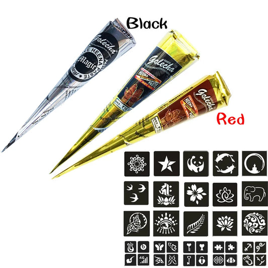 1PC Natural Temporary Flash Tattoo Paste 25g Black Henna Body Paint Arts Disposable Cones Tattoo Cream Indian Wedding