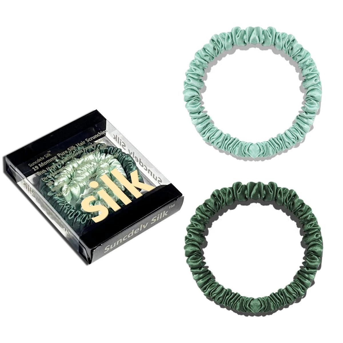 2PCS Box 100% Natural Silk Solid Color Hair Ties High Quality Hair Scrunchies (22Momme) Women Big Hairbands Hair Accessories