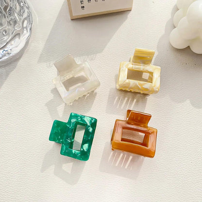 Muweordy Fashion Acetate Hollow Square Hair Claws Crab Hair Clips Marble Print Ponytail Shark Clip Barrettes Hair Accessories