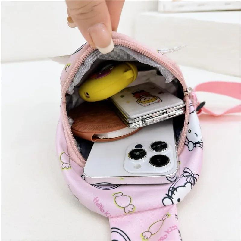 Kawaii Sanrio Hello Kitty Chest Bag Crossbody Bags Kuromi My Melody Cinnamoroll Messenger Shoulder Handbag for Women Toys Girls