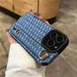 Luxury Weave Pattern Wrist Strap Holder Stand Case For iPhone 15 Pro Max 14 13 12 11 Silicone Camera Protection Shockproof Cover