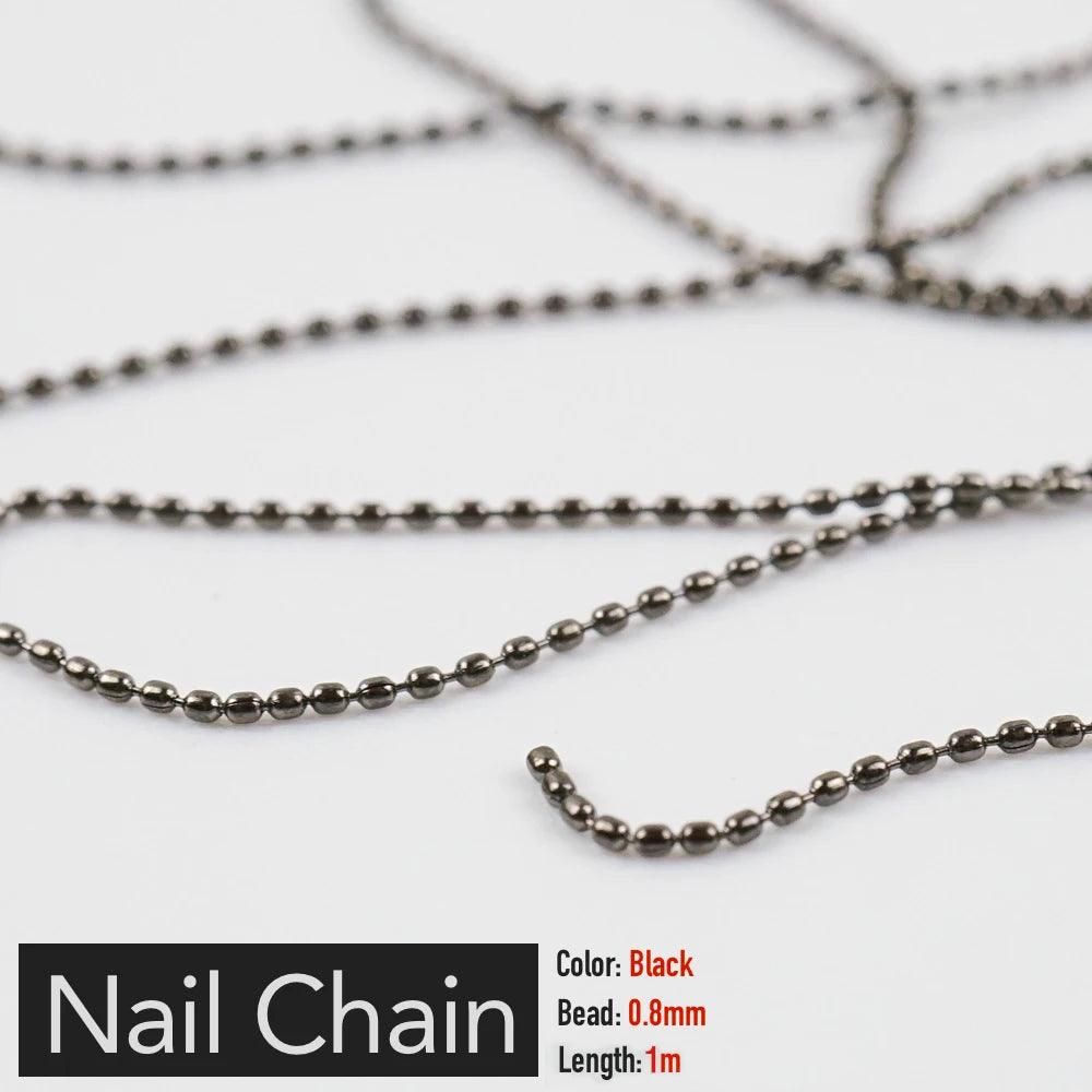 Nail Chain Rose Gold Silver Pixie Stone Beads Decorations Metal Steel Press on Nails Charms Art Jewelry Accessories Manicure