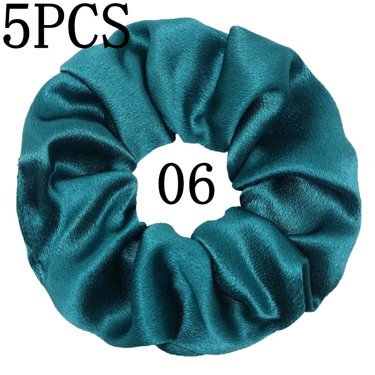 10/5pcs/lot Accessoires Women Girls Silky Satin Hair Scrunchies Solid Elastic Elegant Rubber Band Headwear Holder Scrunchy Black