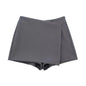 TRAF Women Fashion Pareo Style Asymmetric Shorts Skirts Vintage High Waist Side Zipper Female Skort Mujer