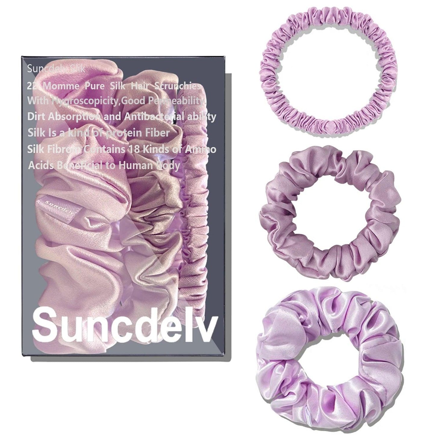 Silk Hair Scrunchies 100% Mulberry Silk Hair Ties Hairbands Skinny Ponytail Holders Hair Accessories Anti Slip