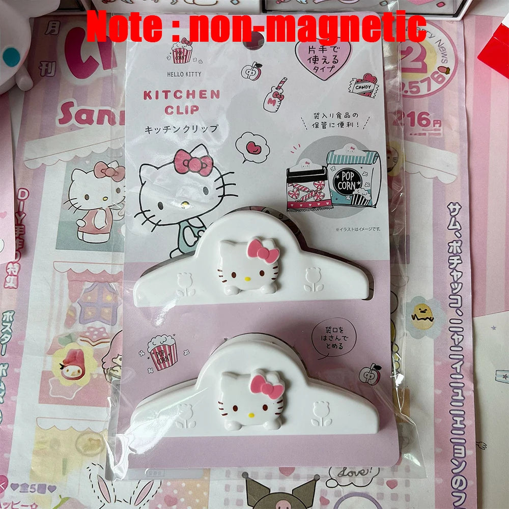 Sanrio Hello Kitty Melody Storage Food Seal Clips Sealer Clamp Magnetic Fridge Sticker Ticket Holder Hand Acount Folder Gifts