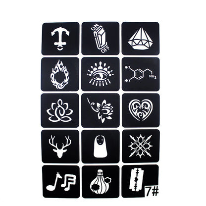 6 Types Option Small Glitter Tattoo Stencil Kids Cute Drawing Templates,Cat Flower Letter Airbrush Henna Tattoo Stencils