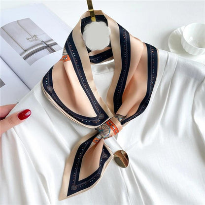 2023 New Luxury Brand Skinny Neckerchief Scarf For Women Satin Silk Ribbons Bandana Ladies Neck Tie Wrist Wrap Shawl Echarpe