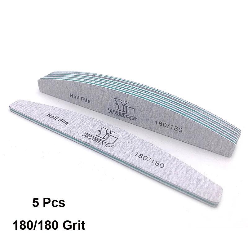 5Pcs/Lot Nail File Mix Color Limas 80/100/150/180/240 Grit Professional Sandpaper Cuticle Remover Buffer Files Manicure Tool Set