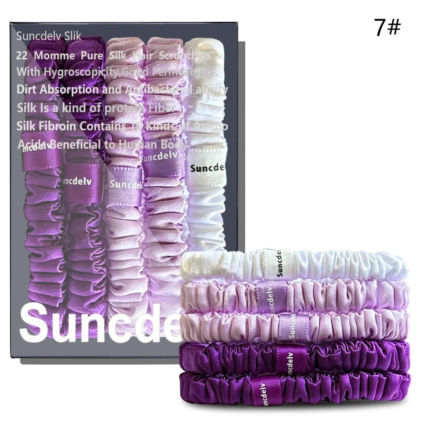 5PCS Anti Slip Silk Hair Scrunchie Handmade 100% Pure Mulberry Hairbands Women Girl Hair Accessories Pure Color Natural HairTies