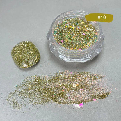 1Jar Aurora Broken Diamond Nail Powder Holographic Iridescent Aurora Powder Mermaid Pigment Glitter Nail Art Chameleon Powder