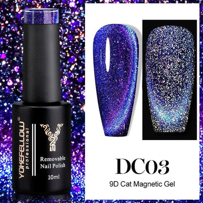 YOKEFELLOW 2024 New Dreamland Cat Eye Gel Nail Polish 10ml Dual Gloss Dreamland Color Soak Off Cat Magnetic UV Gel Varnish DIY