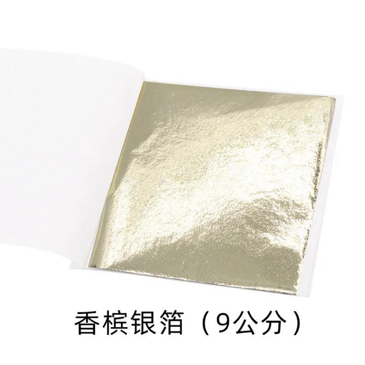 100Pcs 9Cm Individually Packaged Imitation Gold Silver Leaf Foil Papers for DIY Epoxy Resin Craft Nail Art Jewelry Making