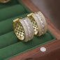 Europe hot selling fashion jewelry 16K gold plated luxury zircon round earrings elegant women's PROM party accessories